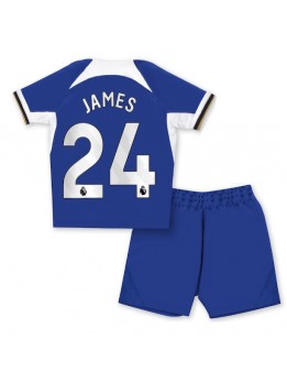 Otroški Nogometna dresi replika Chelsea Reece James #24 Domači 2023-24 Kratek rokav (+ hlače)